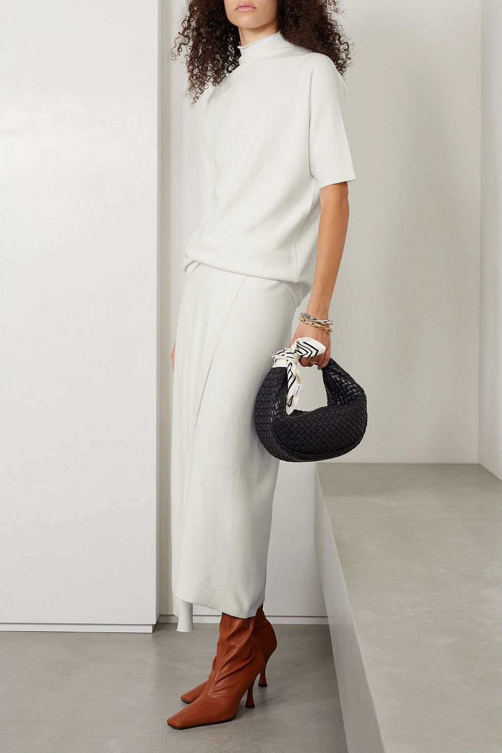 LAFAYETTE 148 Wrap-effect knitted midi skirt