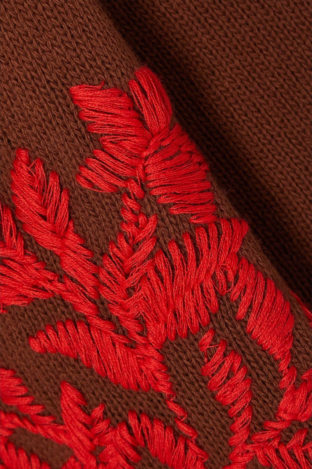 VALENTINO GARAVANI Fringed embroidered wool poncho