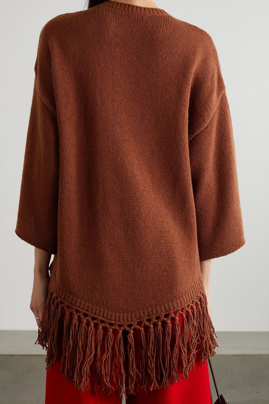 VALENTINO GARAVANI Fringed embroidered wool poncho
