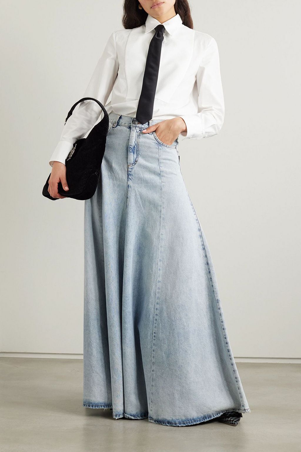 VALENTINO GARAVANI Piqué-trimmed cotton-poplin shirt