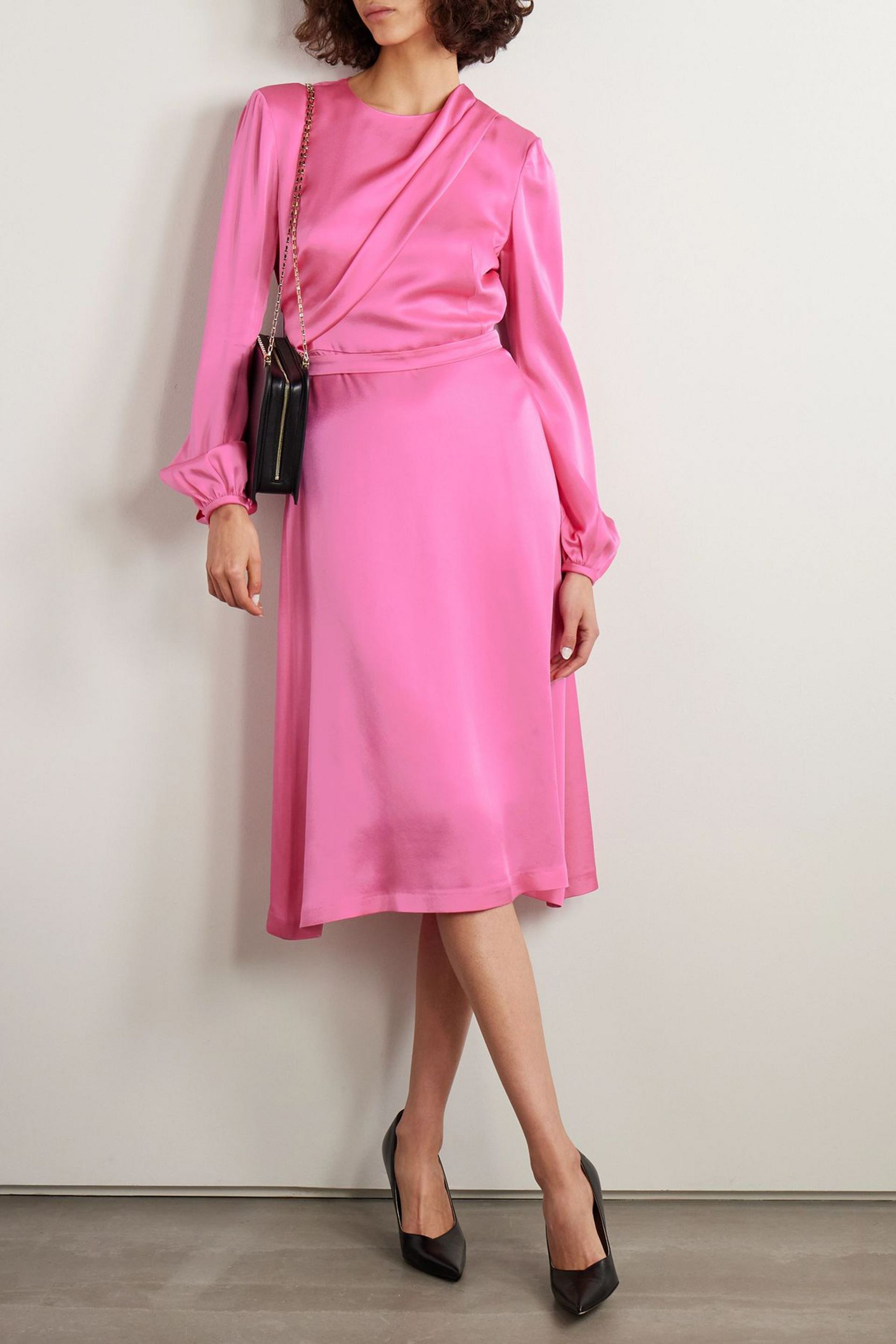 Stella McCartney Draped duchesse-satin midi dress