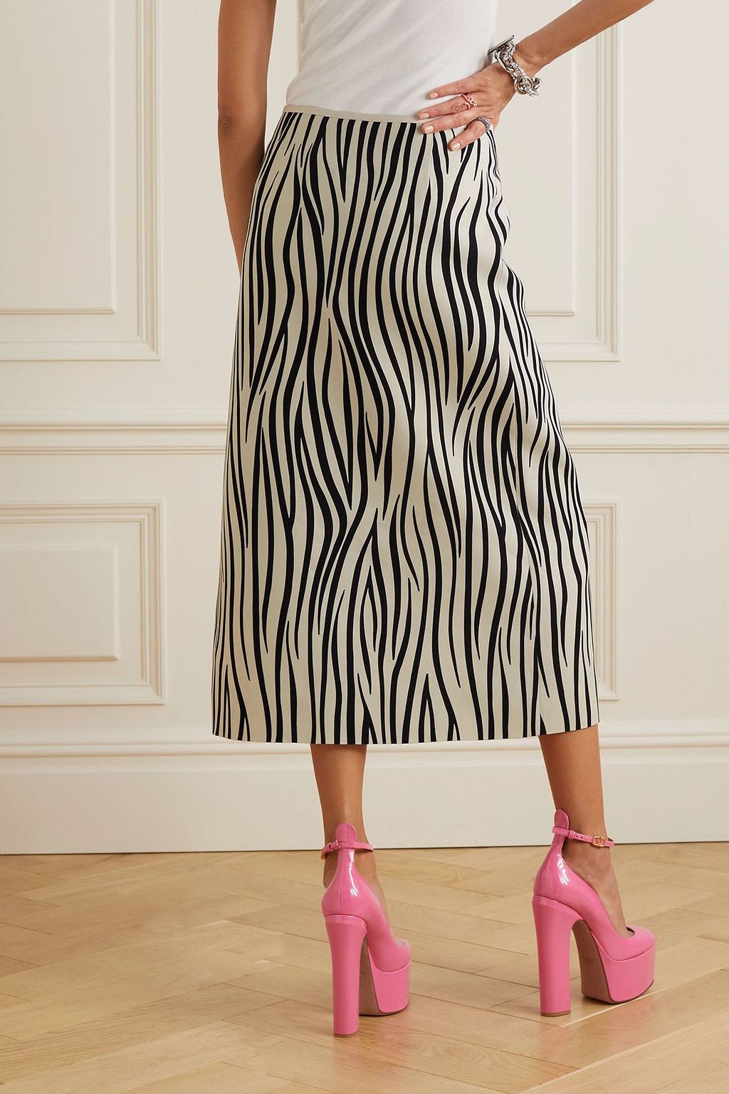VALENTINO GARAVANI Zebra-print wool-blend midi wrap skirt