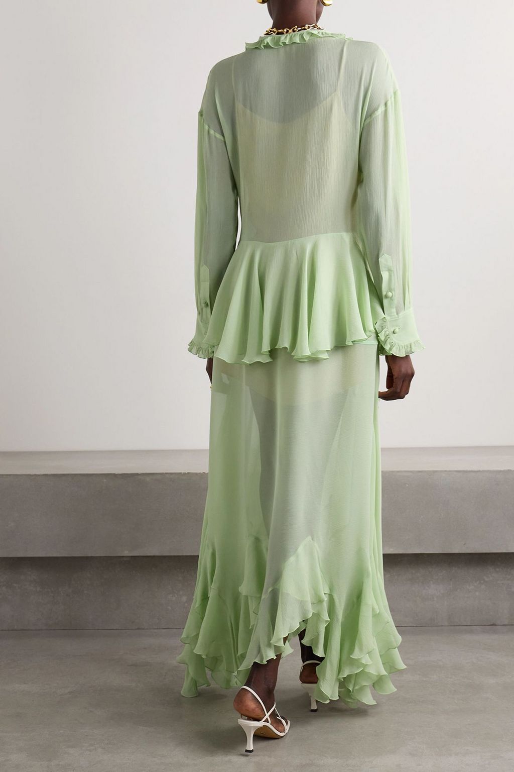 STELLA MCCARTNEY Robe aus Seidenkrepon mit Rüschen und Bindedetail
