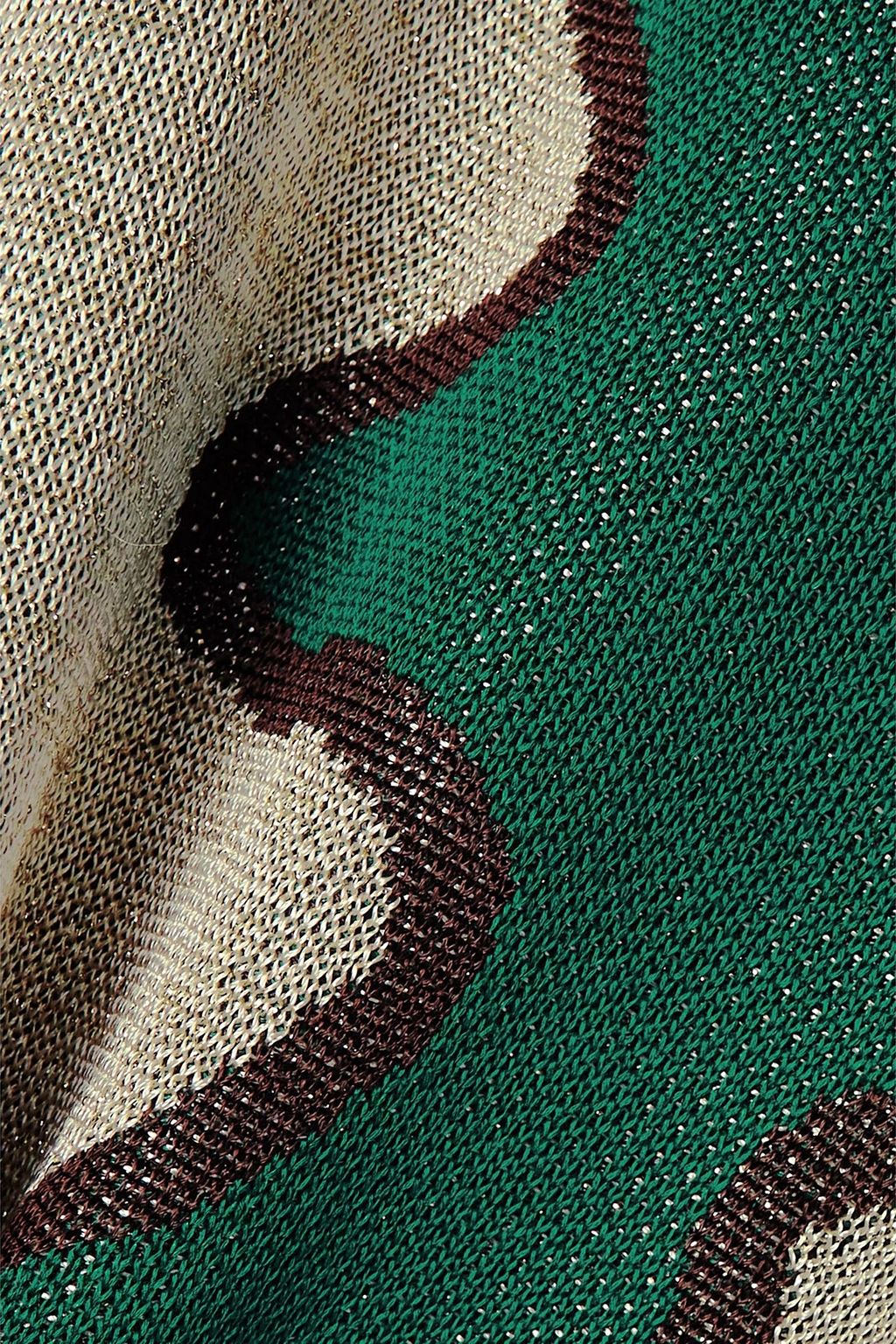 LUKHANYO MDINGI + The Vanguard Tanktop aus Jacquard-Strick in Metallic-Optik mit Fransen