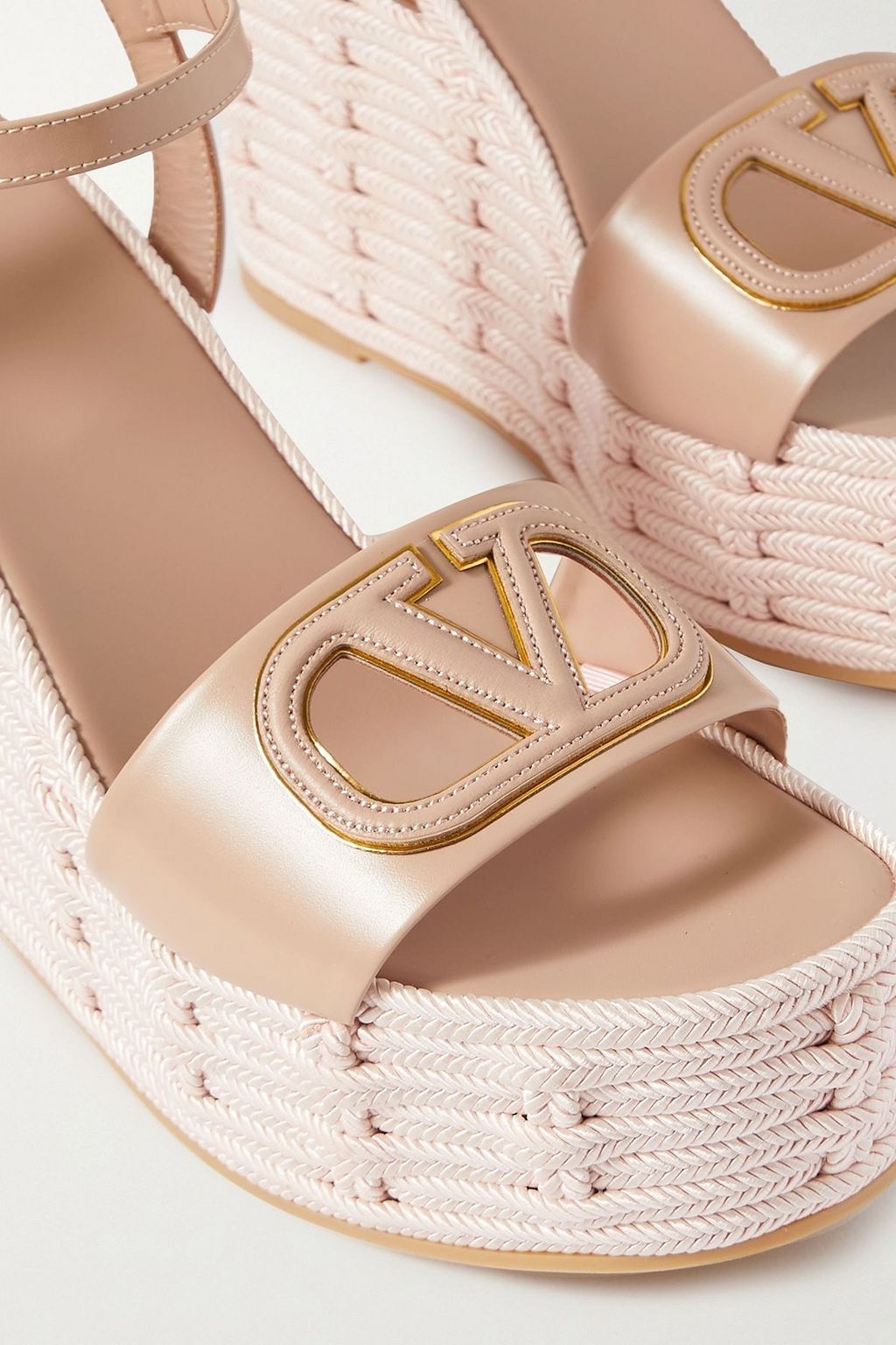 VALENTINO GARAVANI VLOGO cutout leather wedge sandals