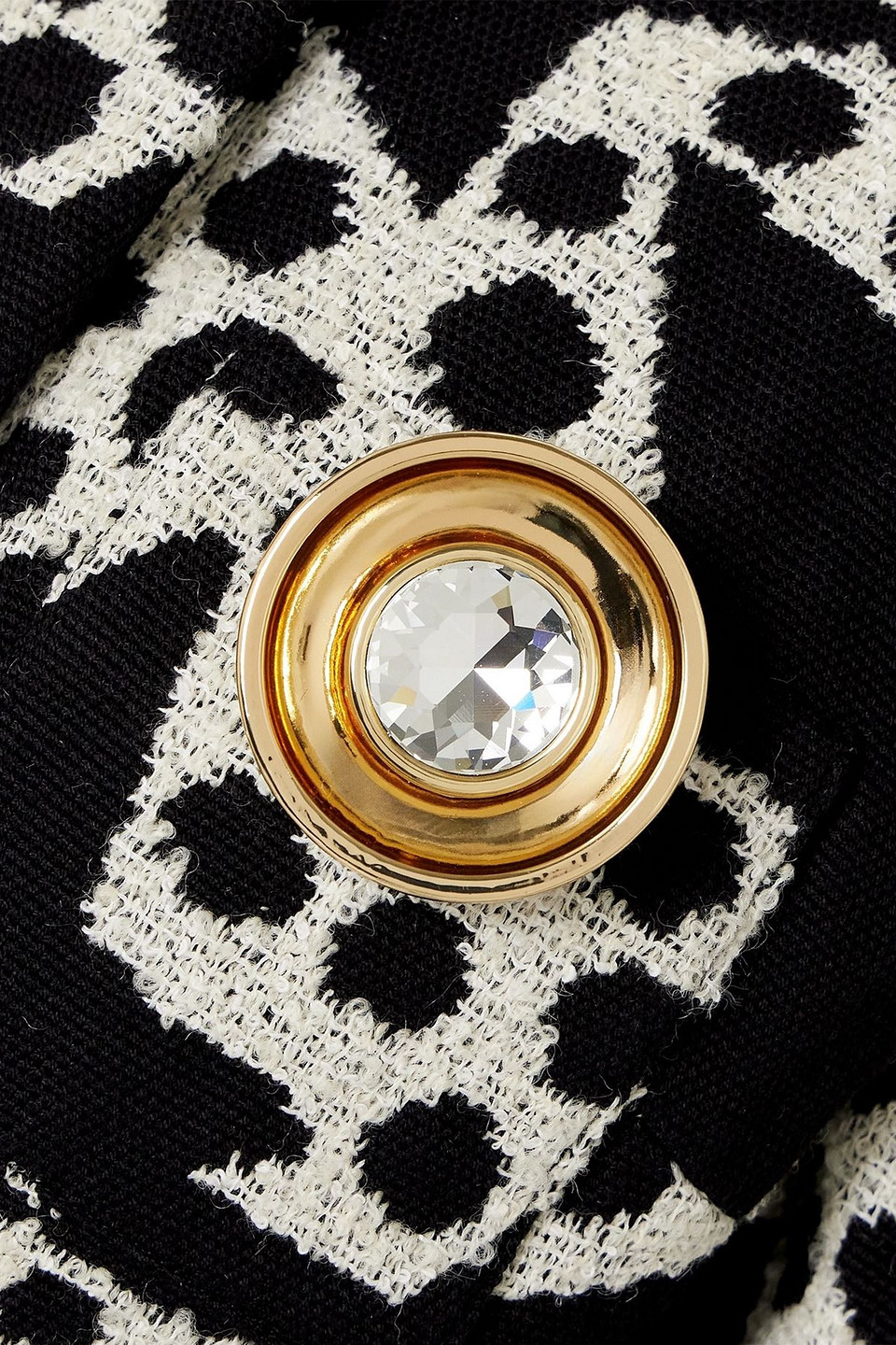 Area Cropped Embellished Cotton-blend Jacquard Blazer In Black