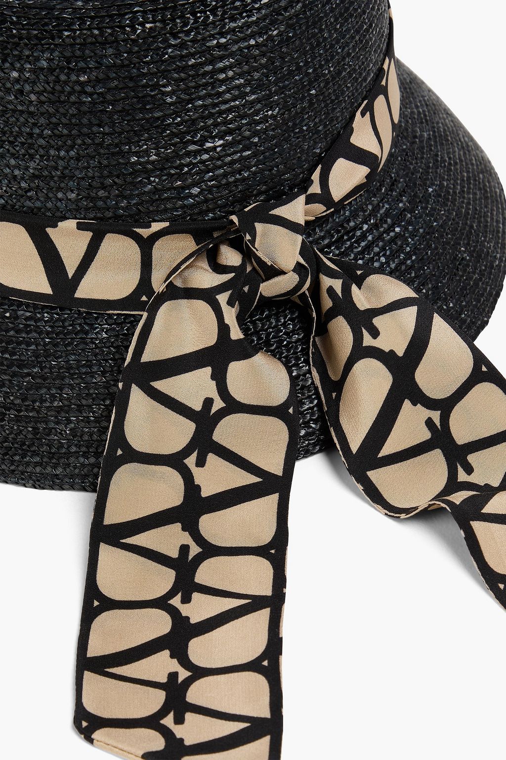 VALENTINO GARAVANI Printed silk-trimmed straw bucket hat