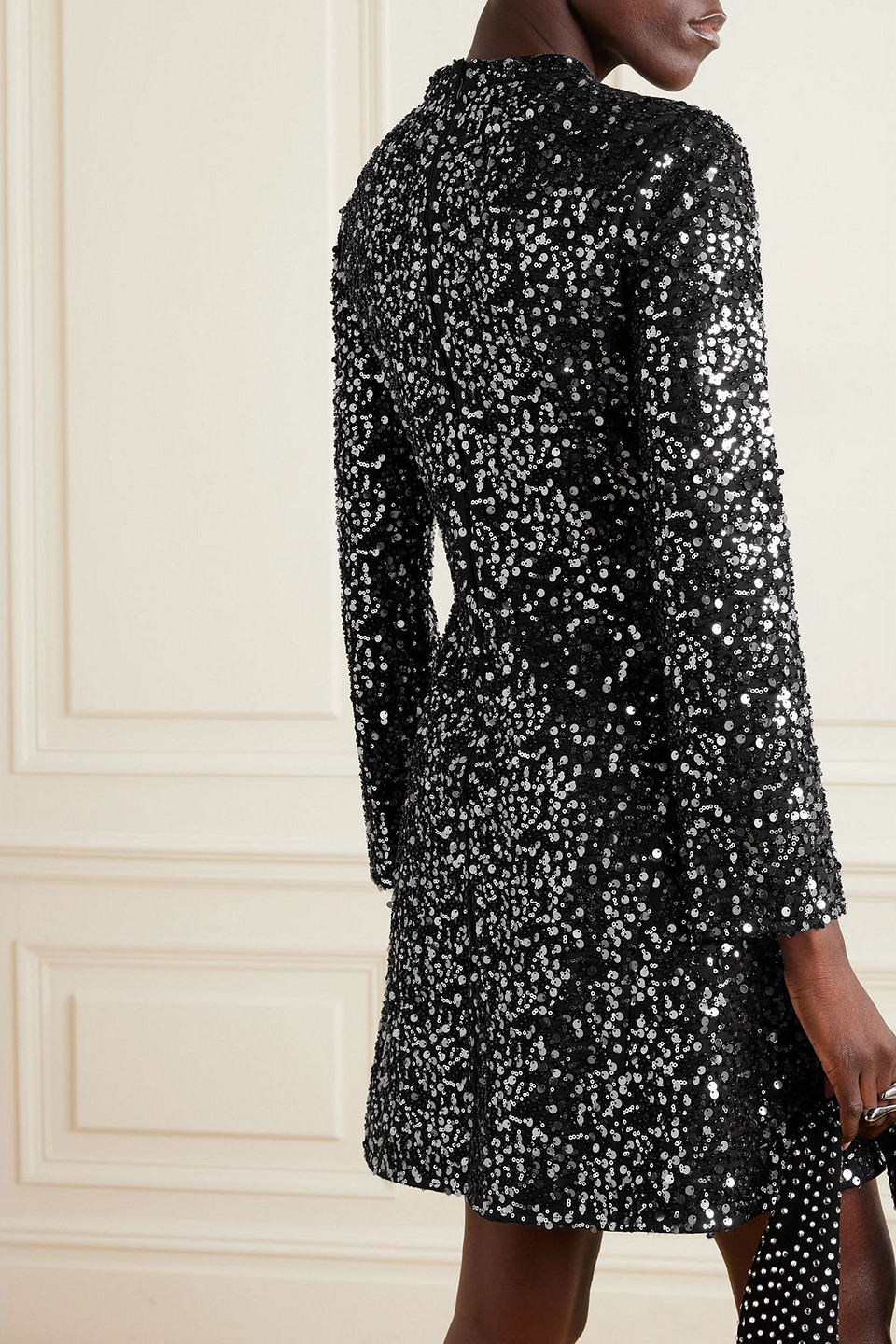 Simkhai Safia Sequin Long Sleeve Minidress In Gray