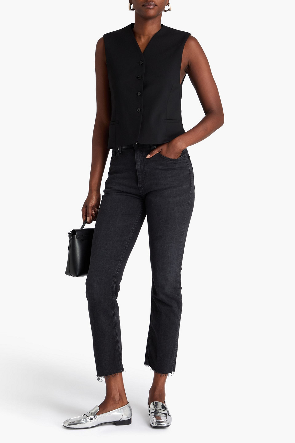  Sandro - Hoch Sitzende Skinny Jeans - Schwarz - Fr 40 