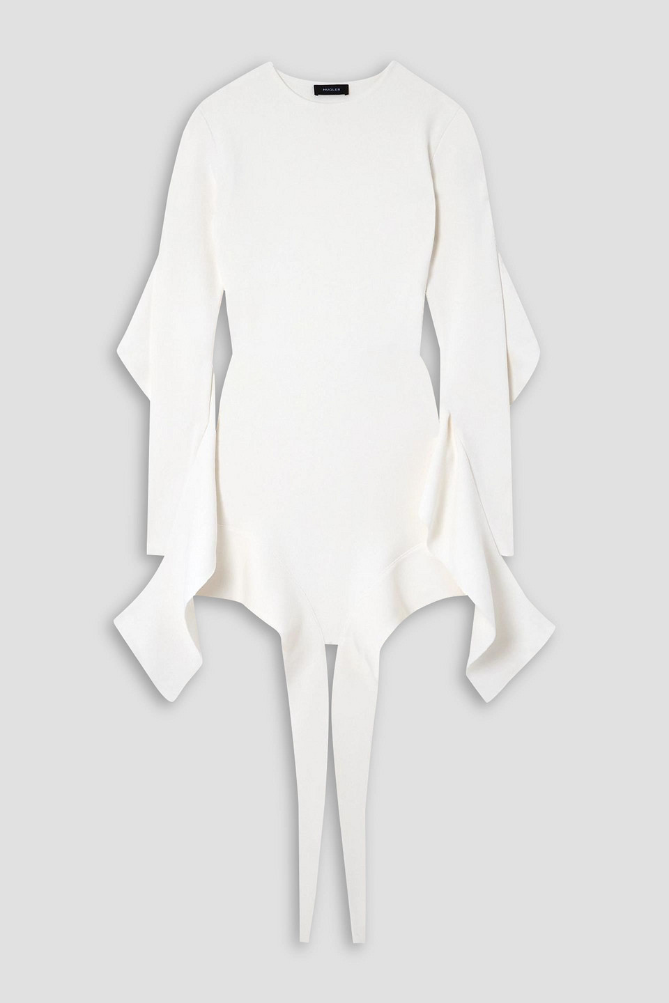 Mugler Asymmetric Stretch-knit Mini Dress In White