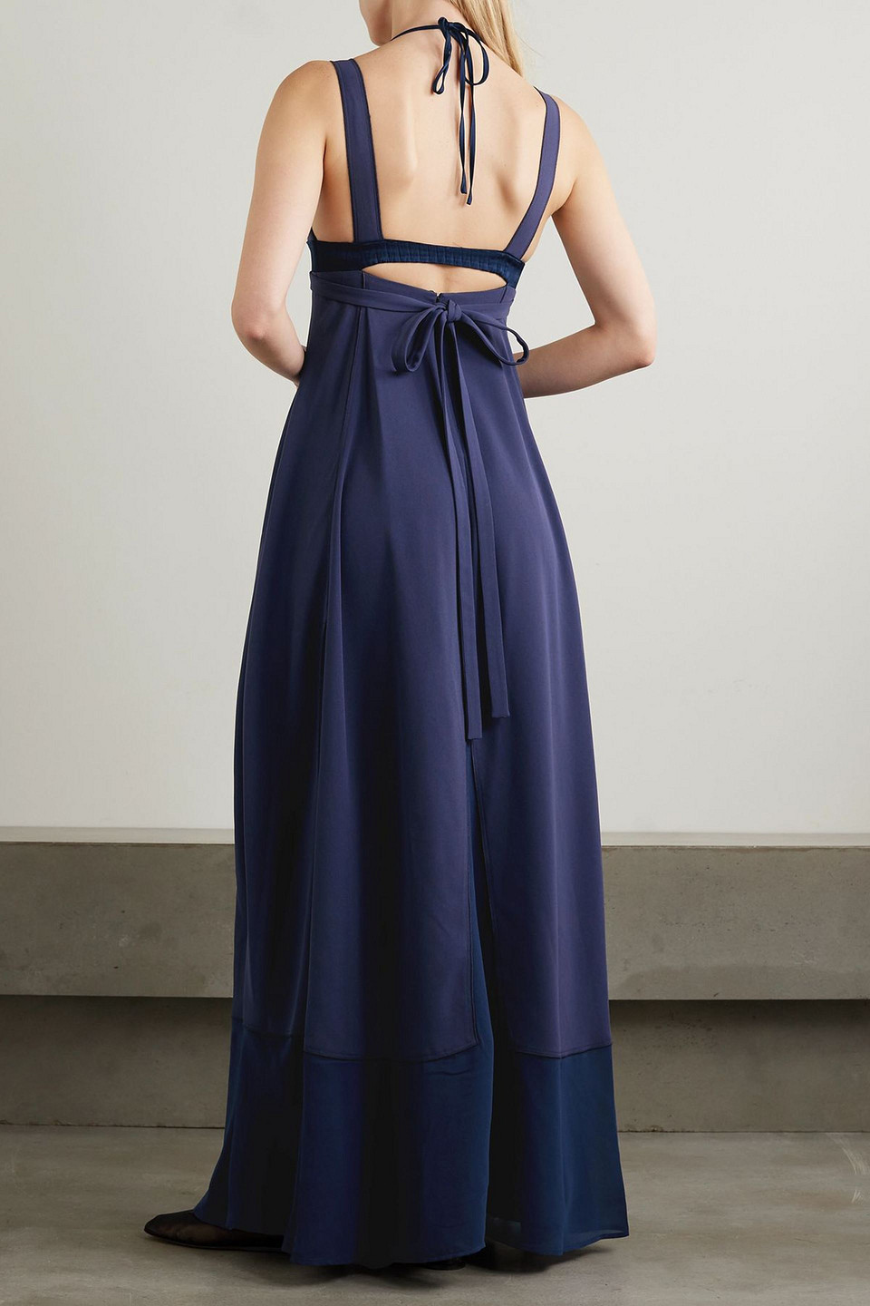 Simkhai Darina Tulle And Satin-trimmed Jersey Gown In Blue