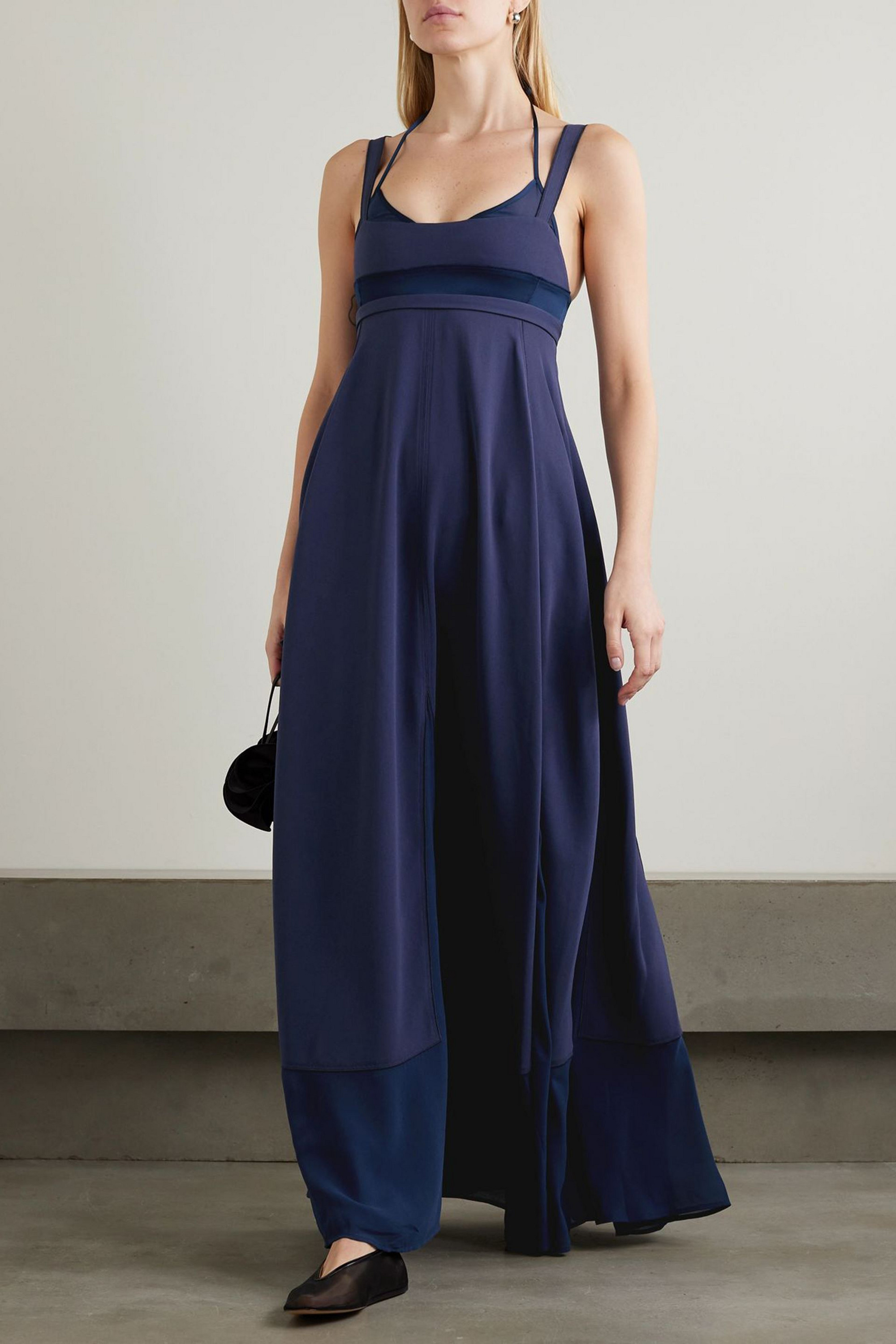 SIMKHAI Darina tulle and satin-trimmed jersey gown