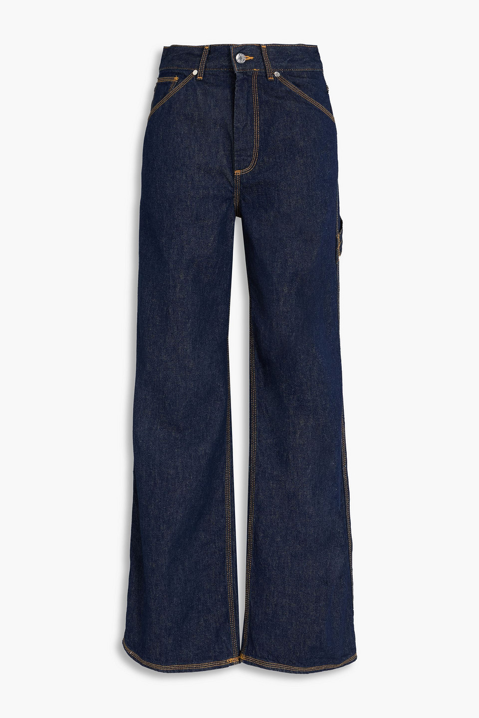 sandro - high-rise wide-leg jeans - blue - fr 42