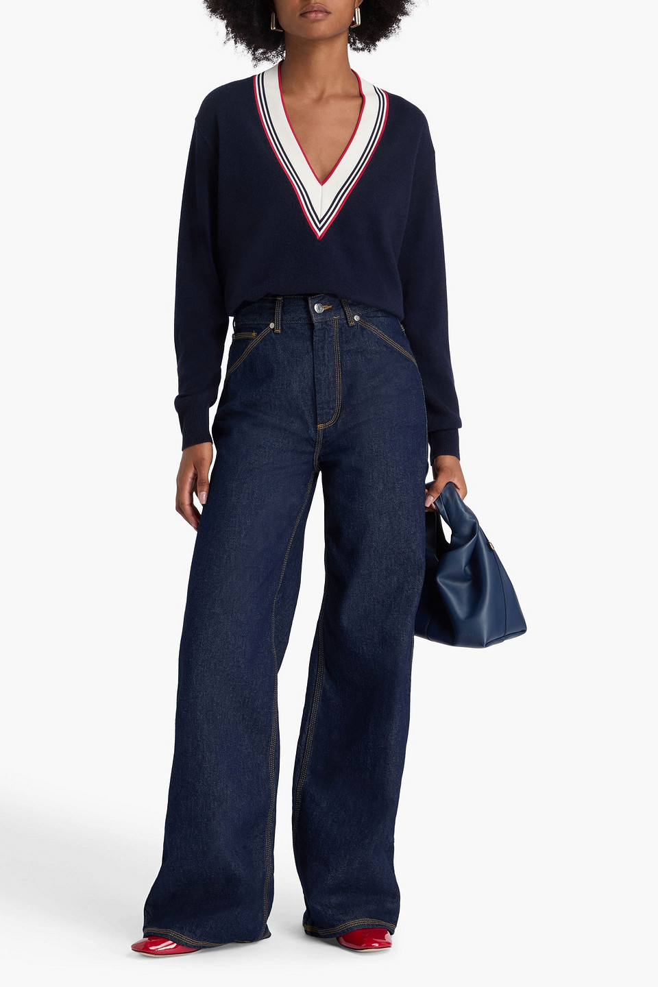 Sandro High-rise Wide-leg Jeans In Blue