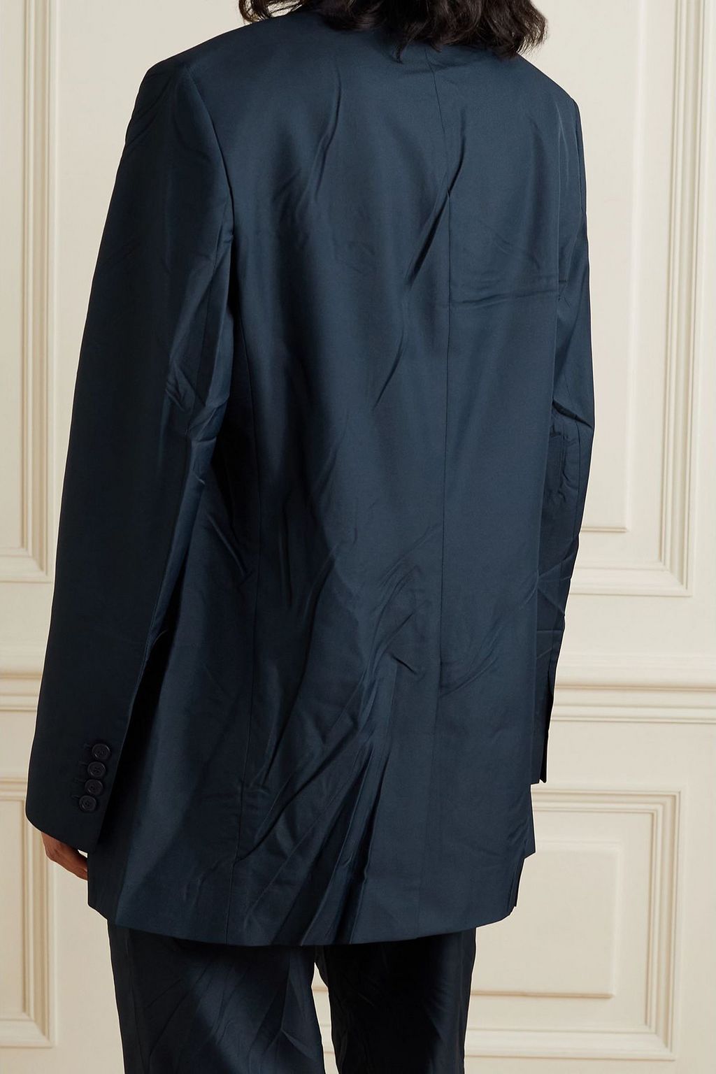 BALENCIAGA Double-breasted crinkled-twill blazer