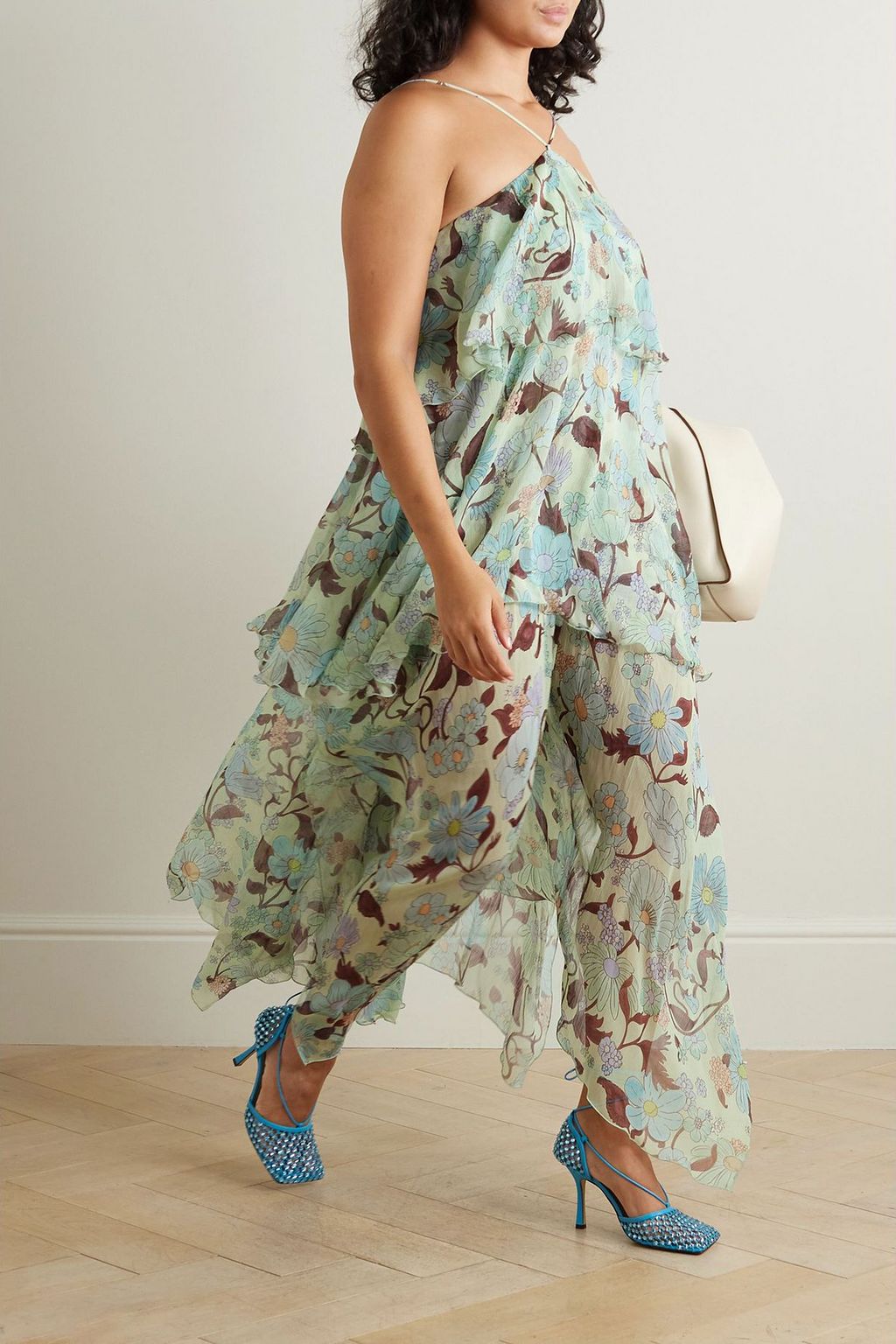 STELLA MCCARTNEY Ruffled floral-print silk-chiffon halterneck maxi dress