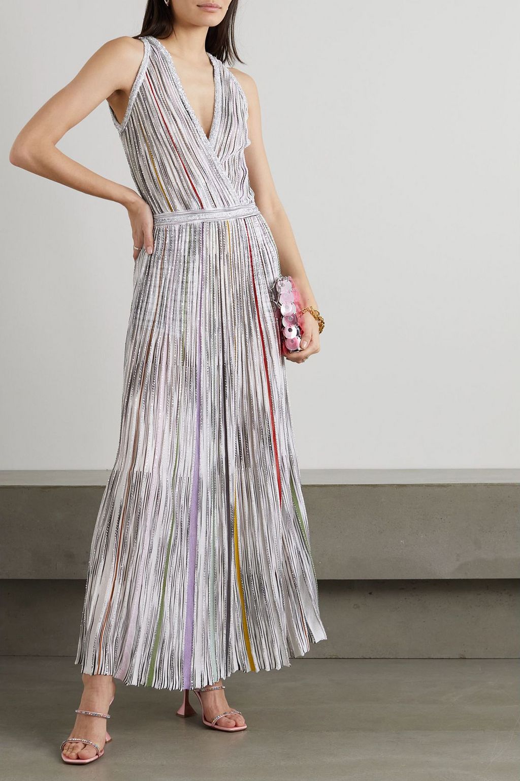 MISSONI Sequin-embellished crochet-knit maxi dress