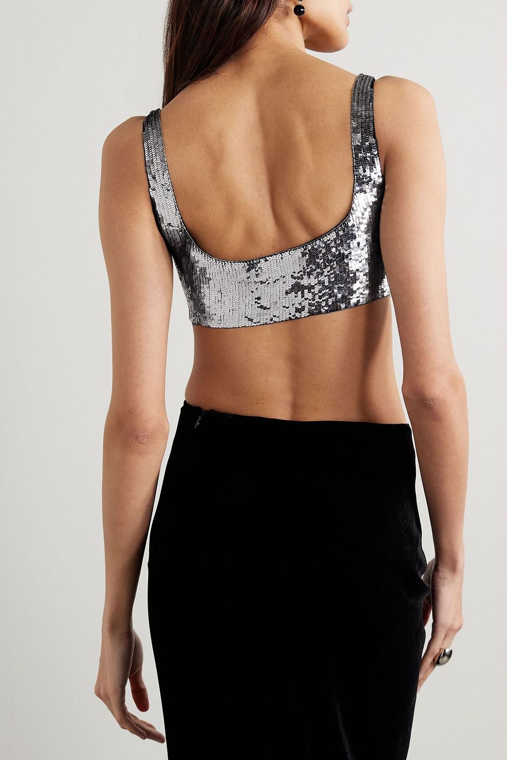 VALENTINO GARAVANI Sequined silk-tulle bralette