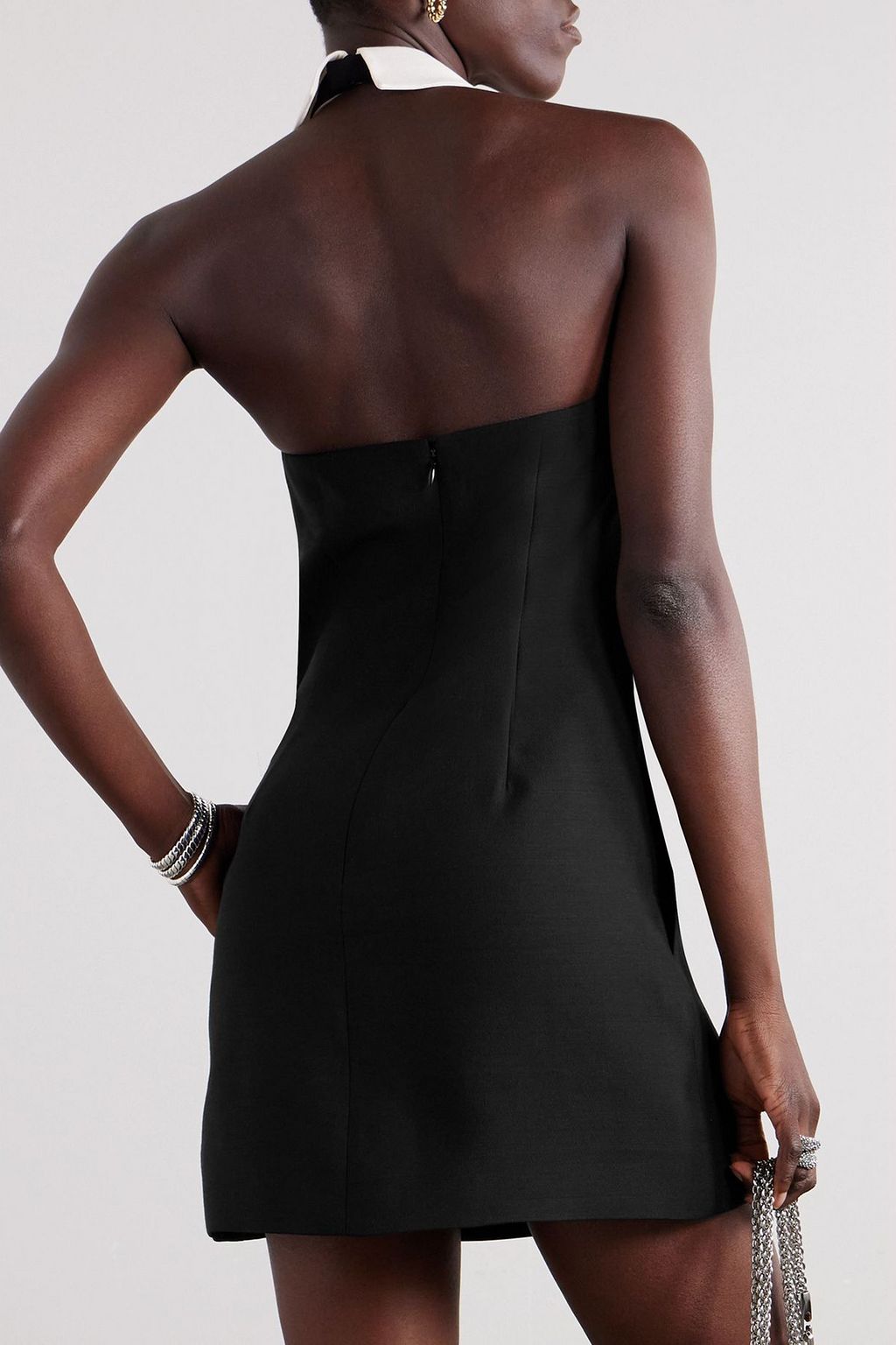 VALENTINO GARAVANI Wool and silk-blend halterneck mini dress
