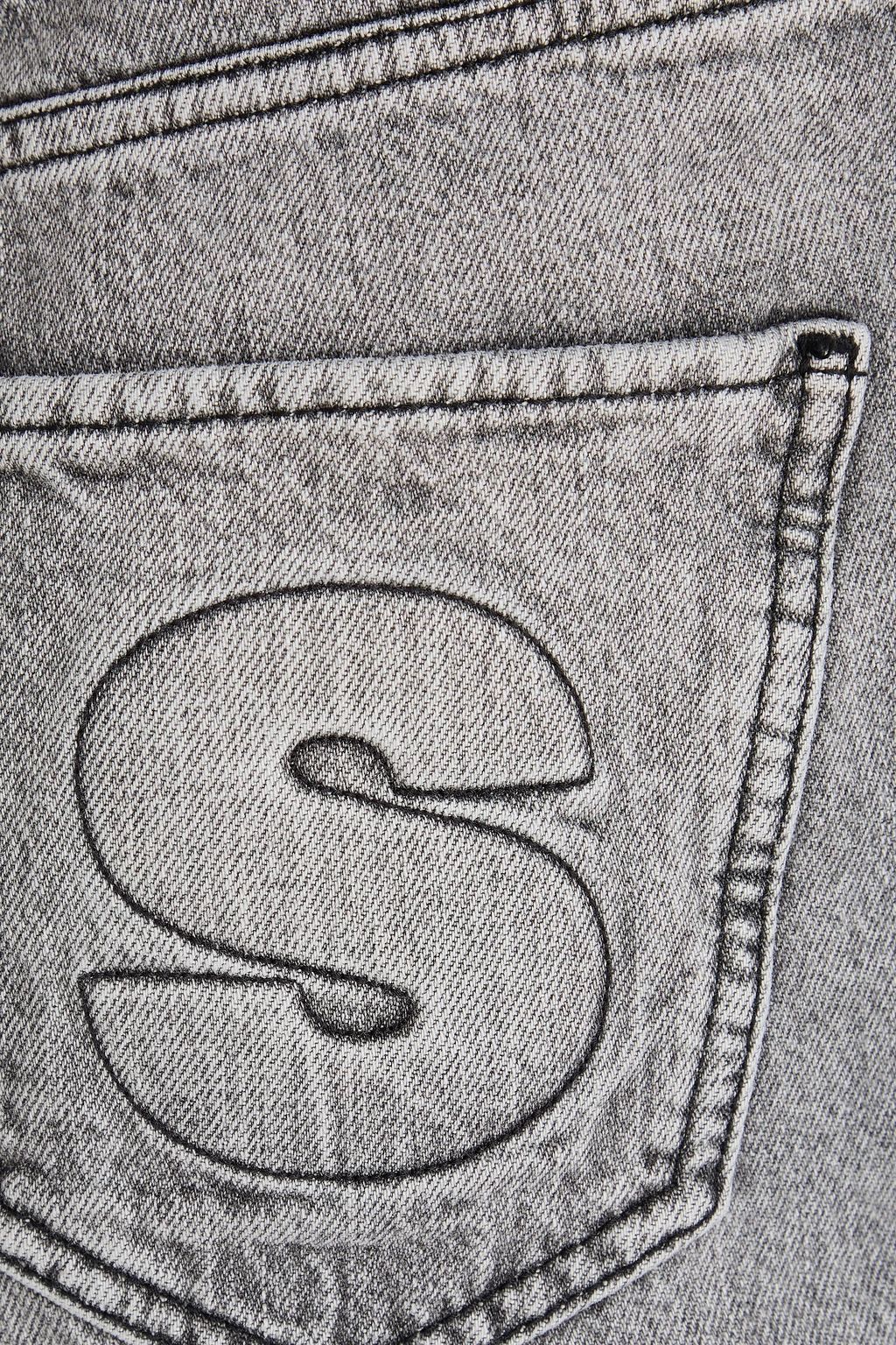SANDRO Faded high-rise straight-leg jeans