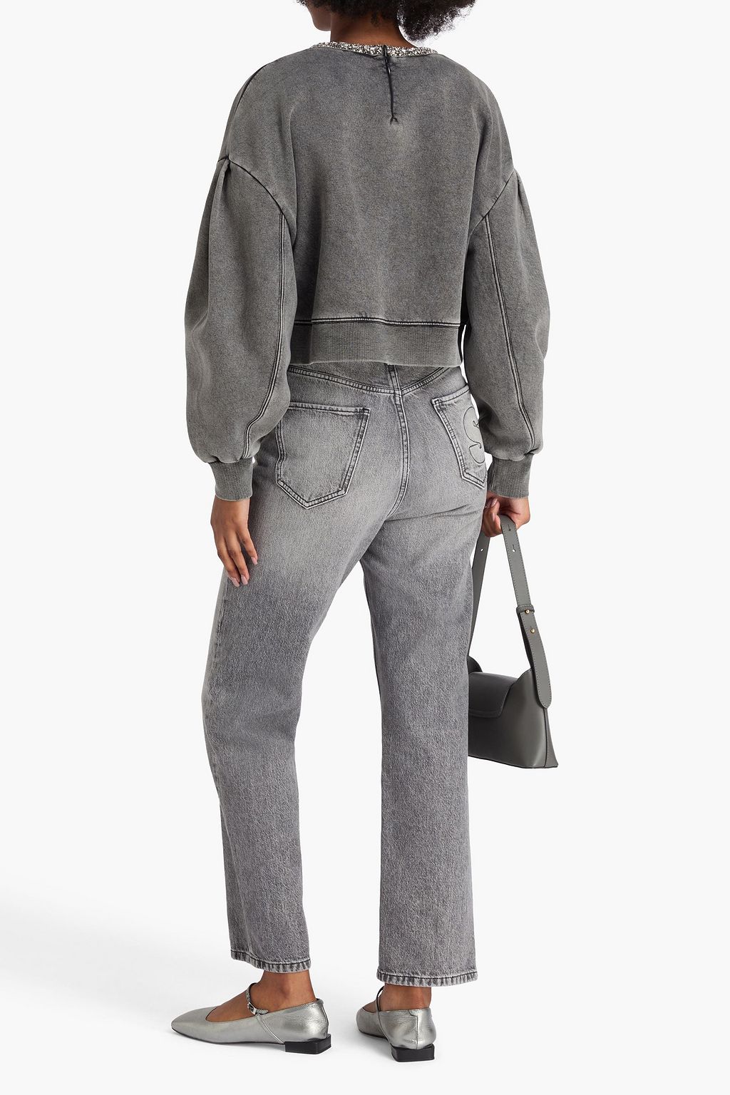 SANDRO Faded high-rise straight-leg jeans
