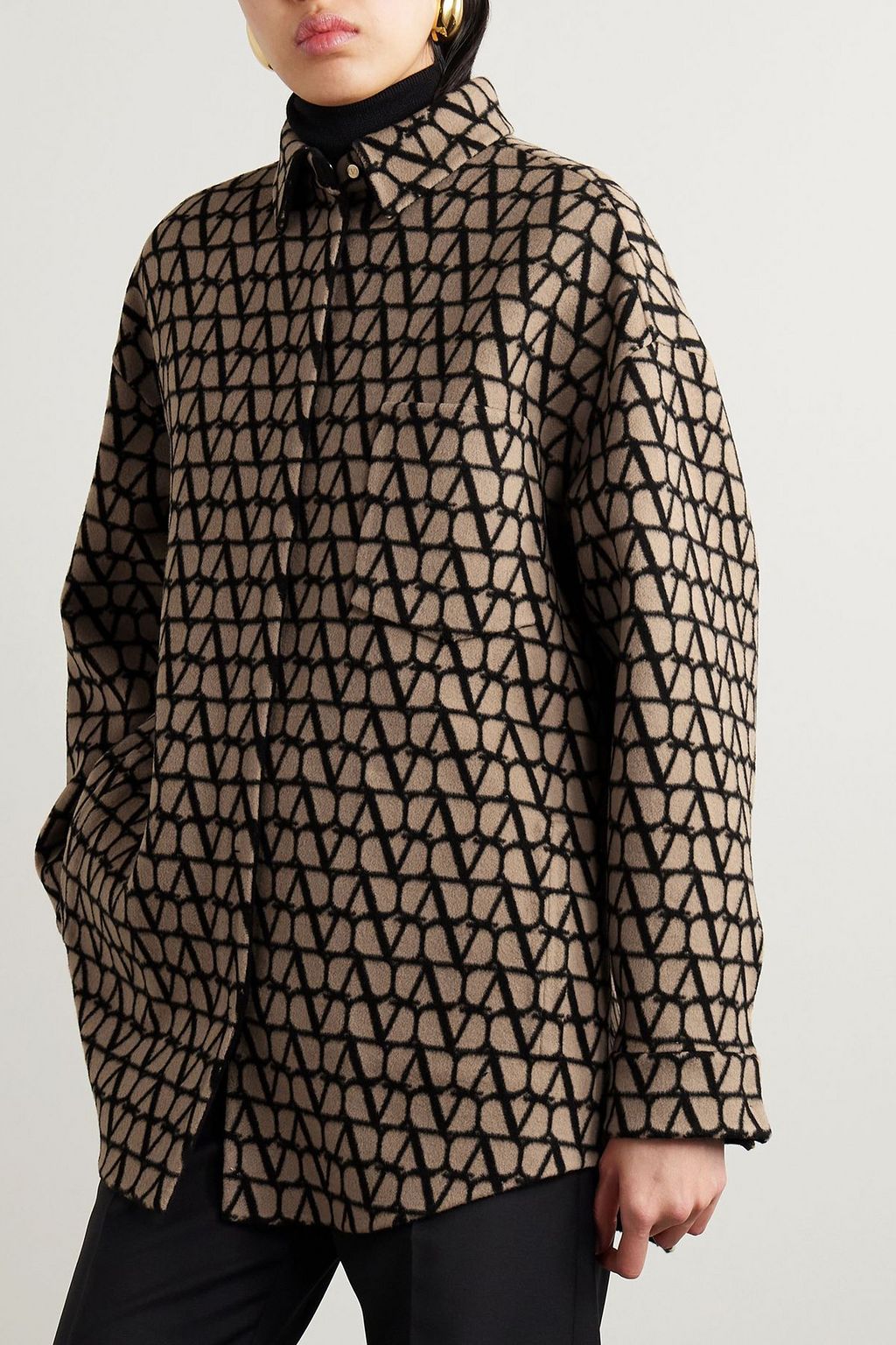VALENTINO GARAVANI Reversible wool and silk-blend felt-jacquard jacket