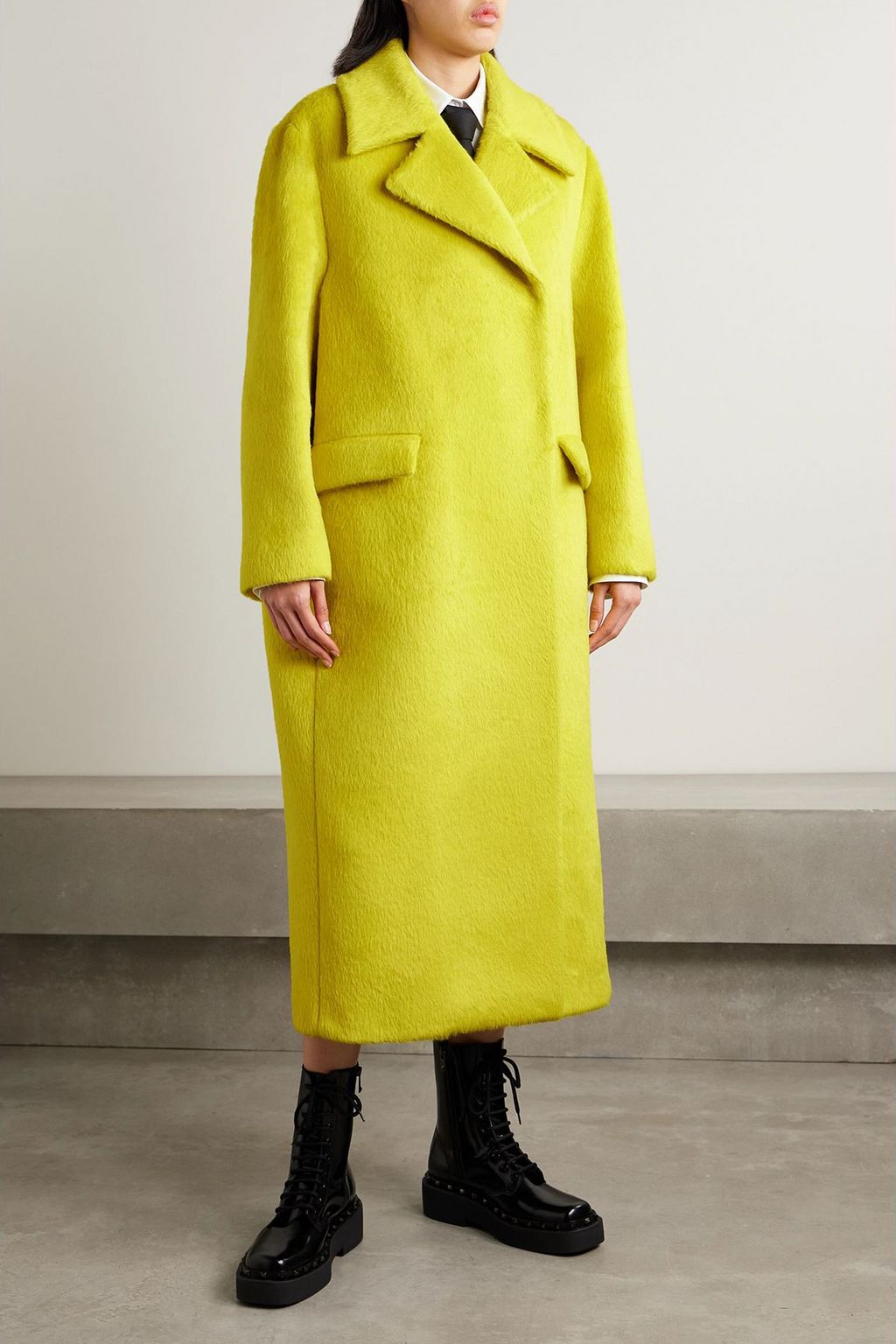 VALENTINO GARAVANI Oversized double-breasted llama and wool-blend coat