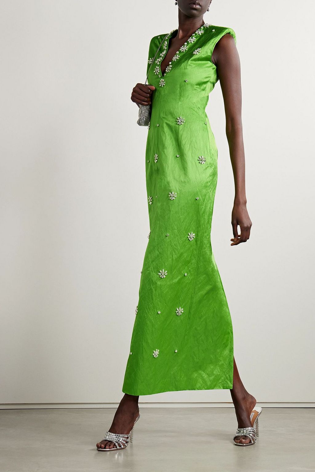 HUISHAN ZHANG Shirin crystal-embellished crinkled-satin gown