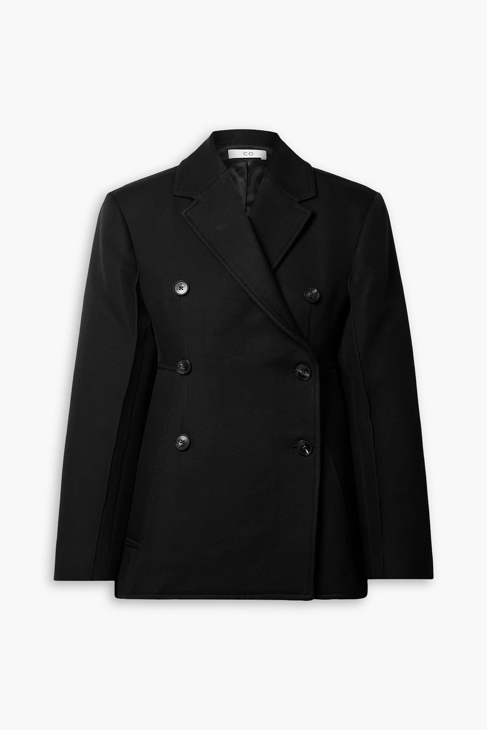 co - double-breasted cotton-twill jacket - black - s