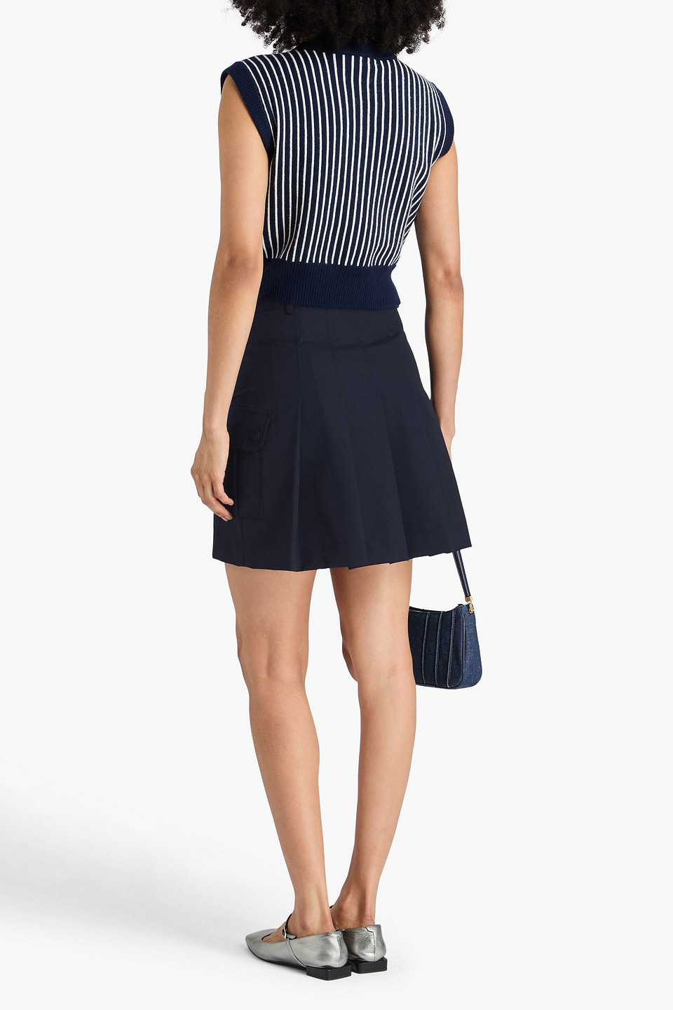  Sandro - Wrap-effect Twill Mini Skirt - Blue - Fr 34 