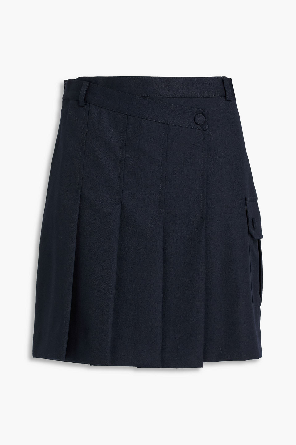 Sandro Wrap-effect Twill Mini Skirt In Blue