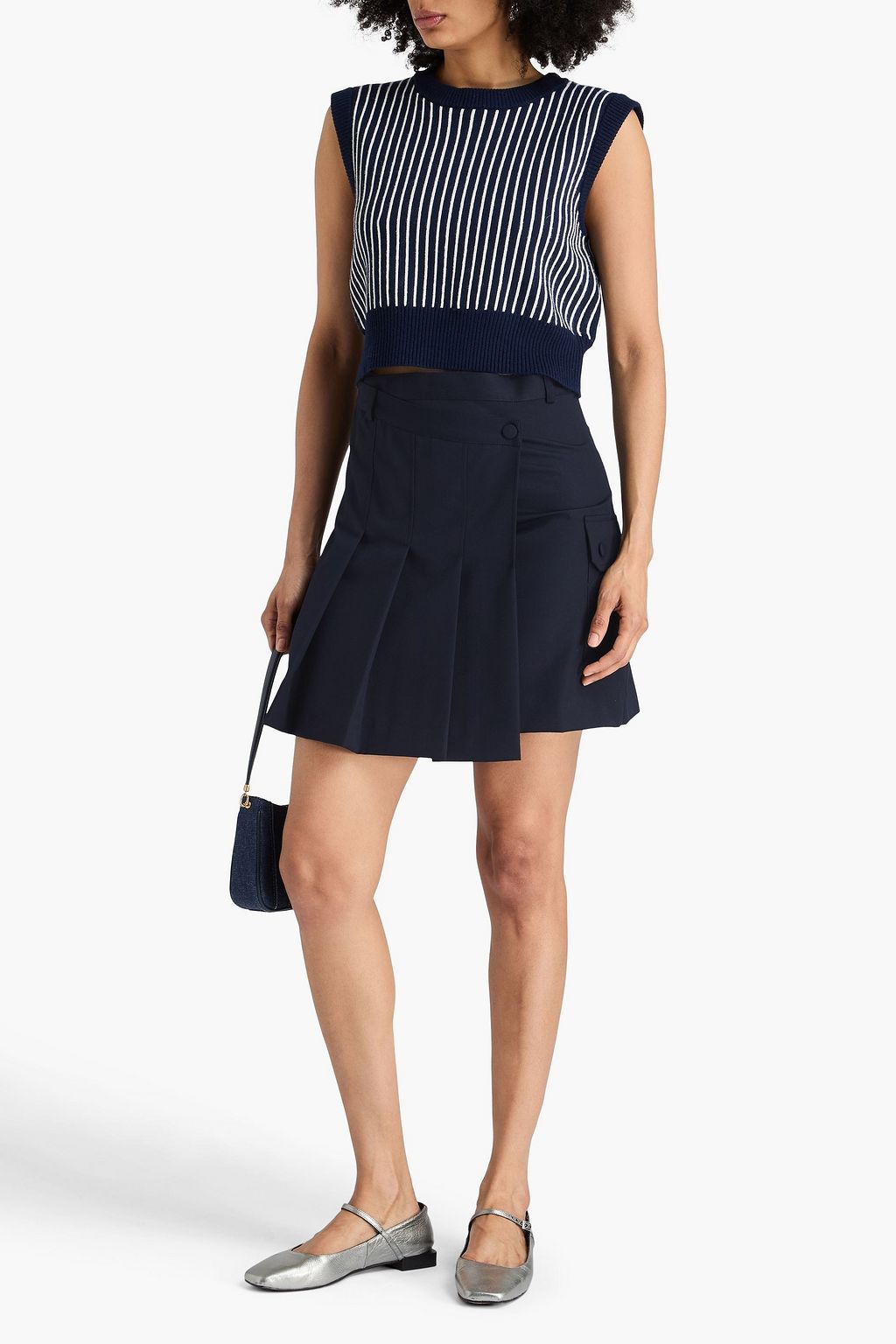 SANDRO Wrap-effect twill mini skirt
