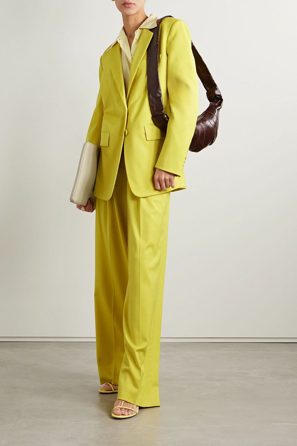 Another Tomorrow Oversized Wool-blend Blazer In Yellow