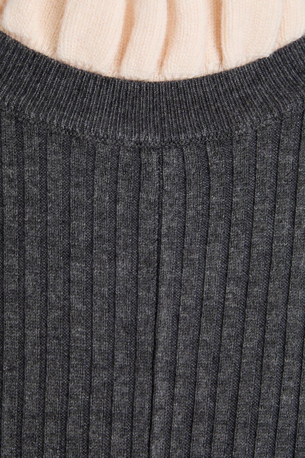 SANDRO リブ編みニット マキシワンピース ラッフル付き