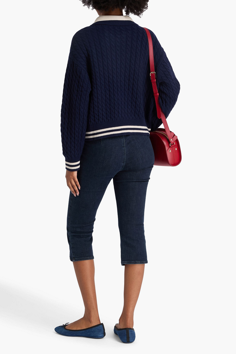  Sandro - Pullover Aus Einer Woll-kaschmirmischung Mit Zopfstrickmuster Und Polokragen - Blau - 3 