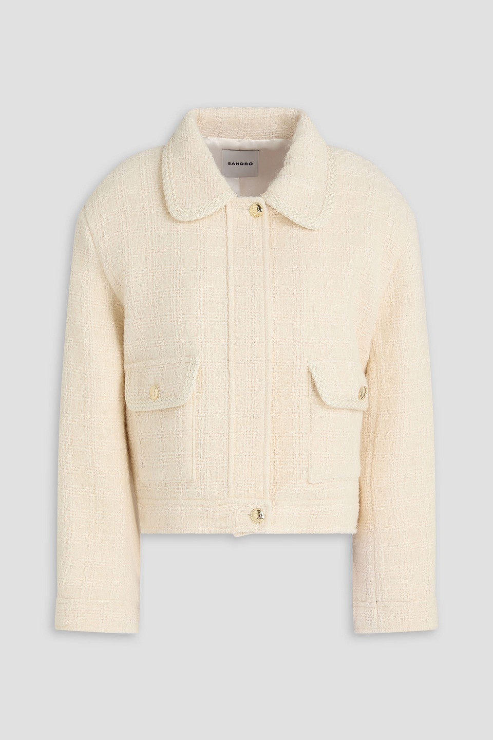Sandro Cotton-blend Tweed Jacket In Gold