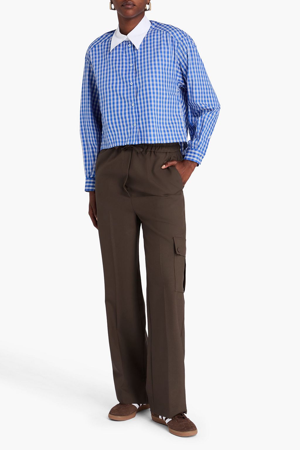 SANDRO Checked cotton-jacquard shirt