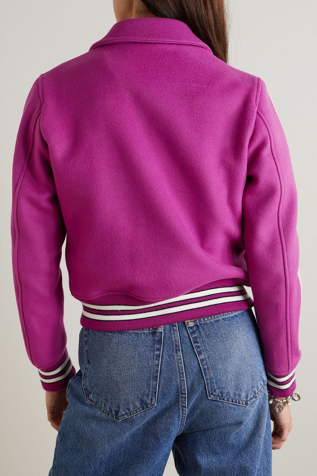AMIRI Bones Bomberjacke aus einer Wollmischung mit Applikationen