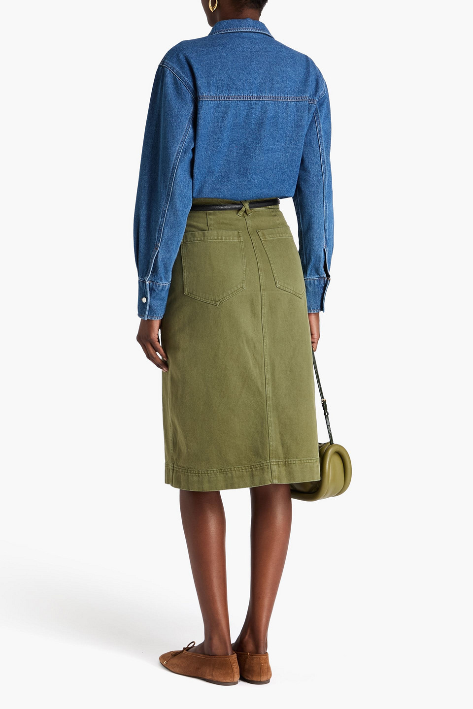 Sandro Denim Bodysuit In Blue