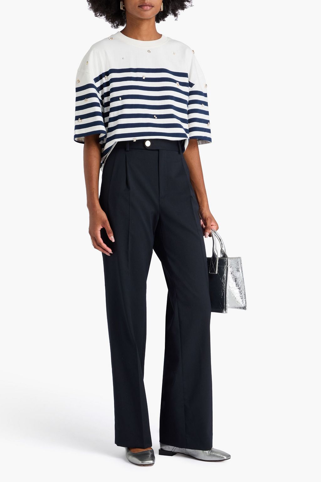 SANDRO Twill wide-leg pants