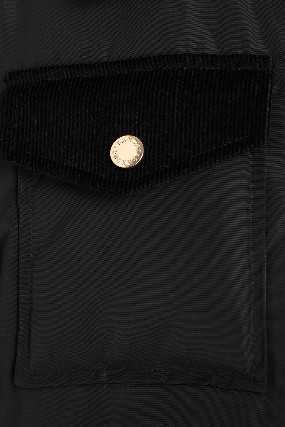 Sandro Corduroy-trimmed Shell Jacket In Black