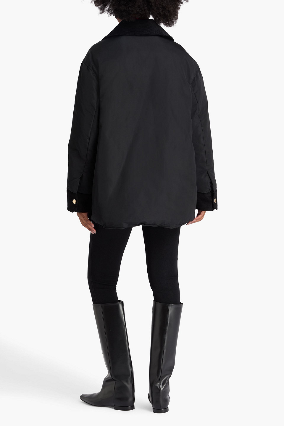 Sandro Corduroy-trimmed Shell Jacket In Black