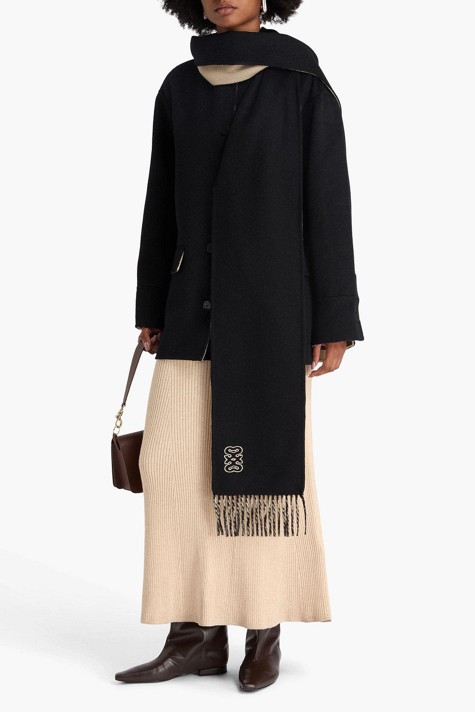  Sandro - Wool-felt Hooded Coat - Black - Fr 34 