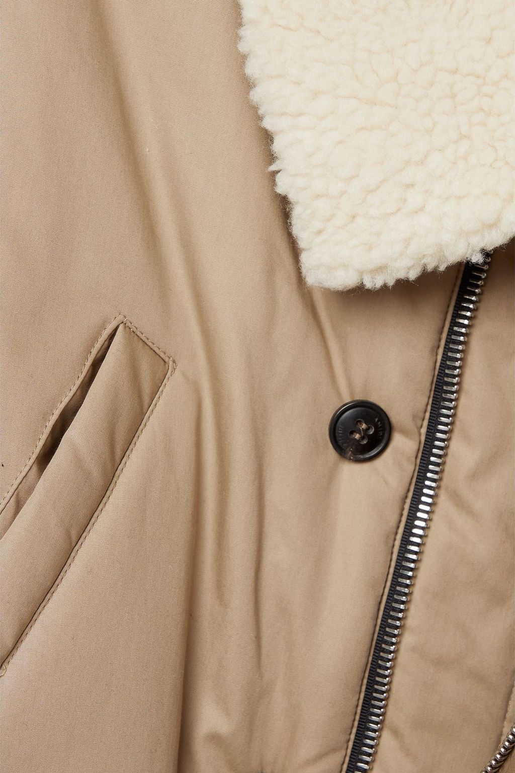 AMIRI Cropped teddy fleece-trimmed padded cotton jacket