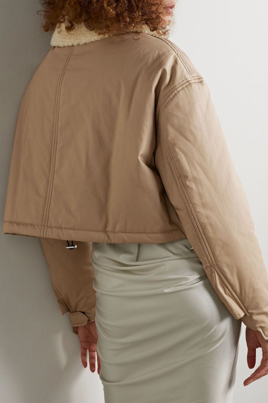 AMIRI Cropped teddy fleece-trimmed padded cotton jacket