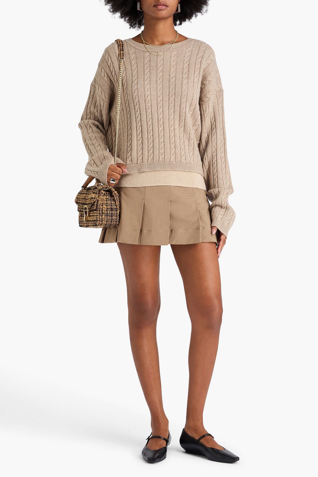 SANDRO Cable-knit wool and cashmere-blend sweater