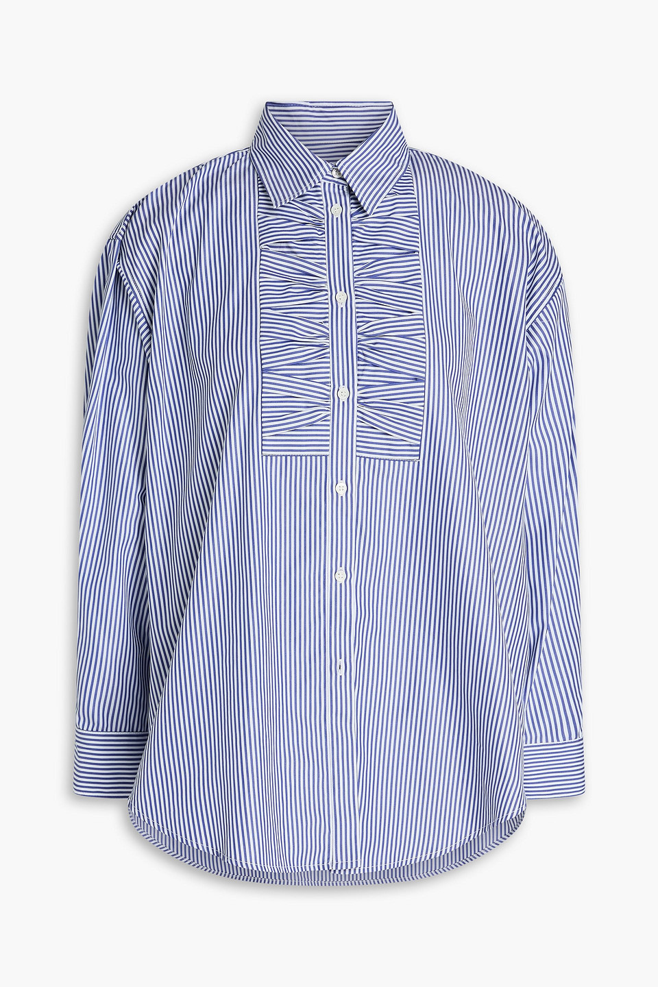sandro - striped cotton-poplin shirt - blue - 4