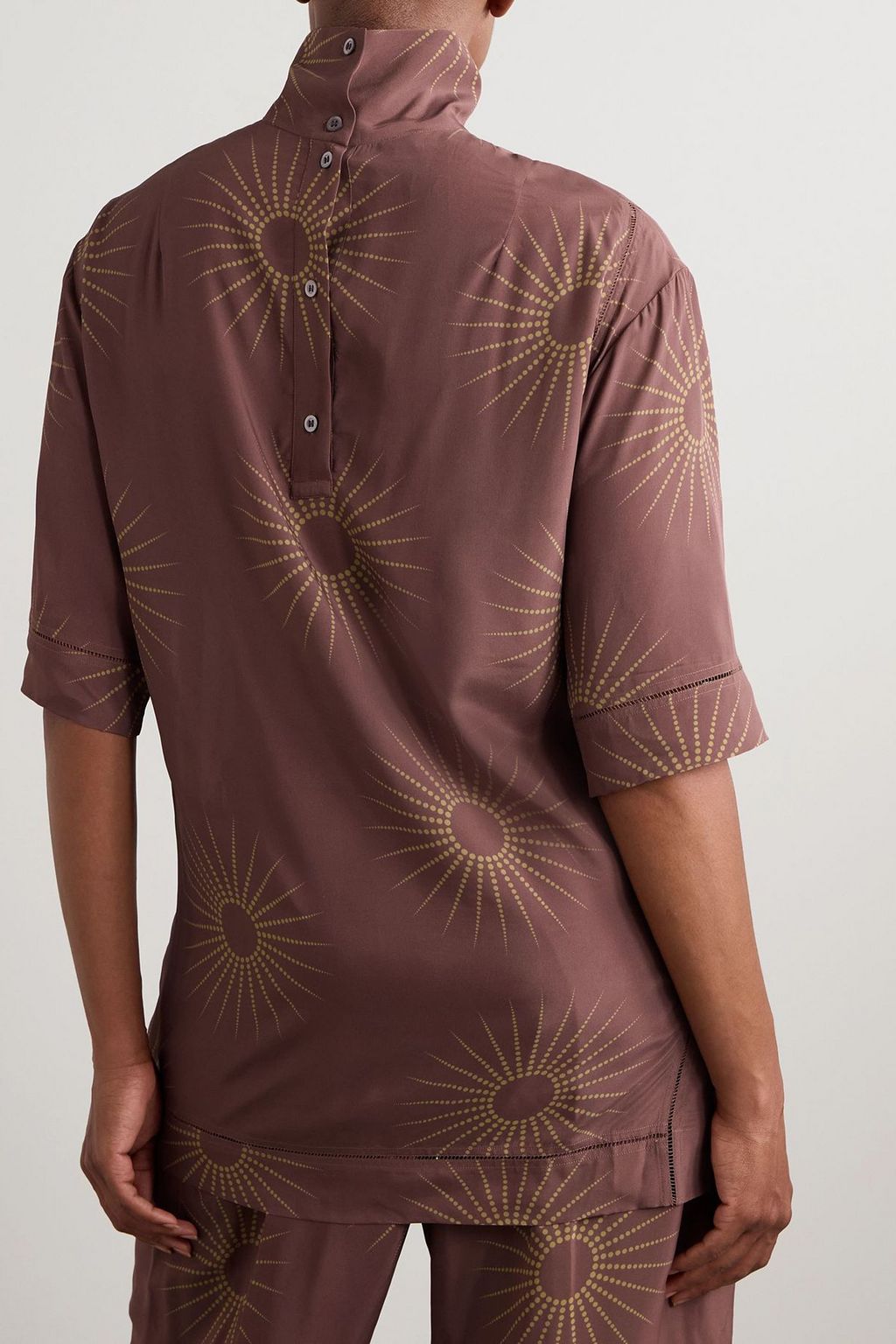 DRIES VAN NOTEN تونيك من الحرير الصيني بطبعات