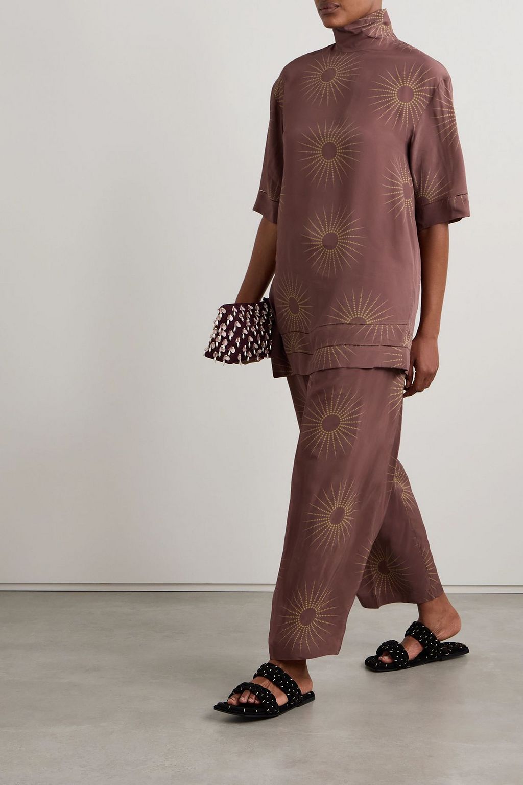 DRIES VAN NOTEN تونيك من الحرير الصيني بطبعات