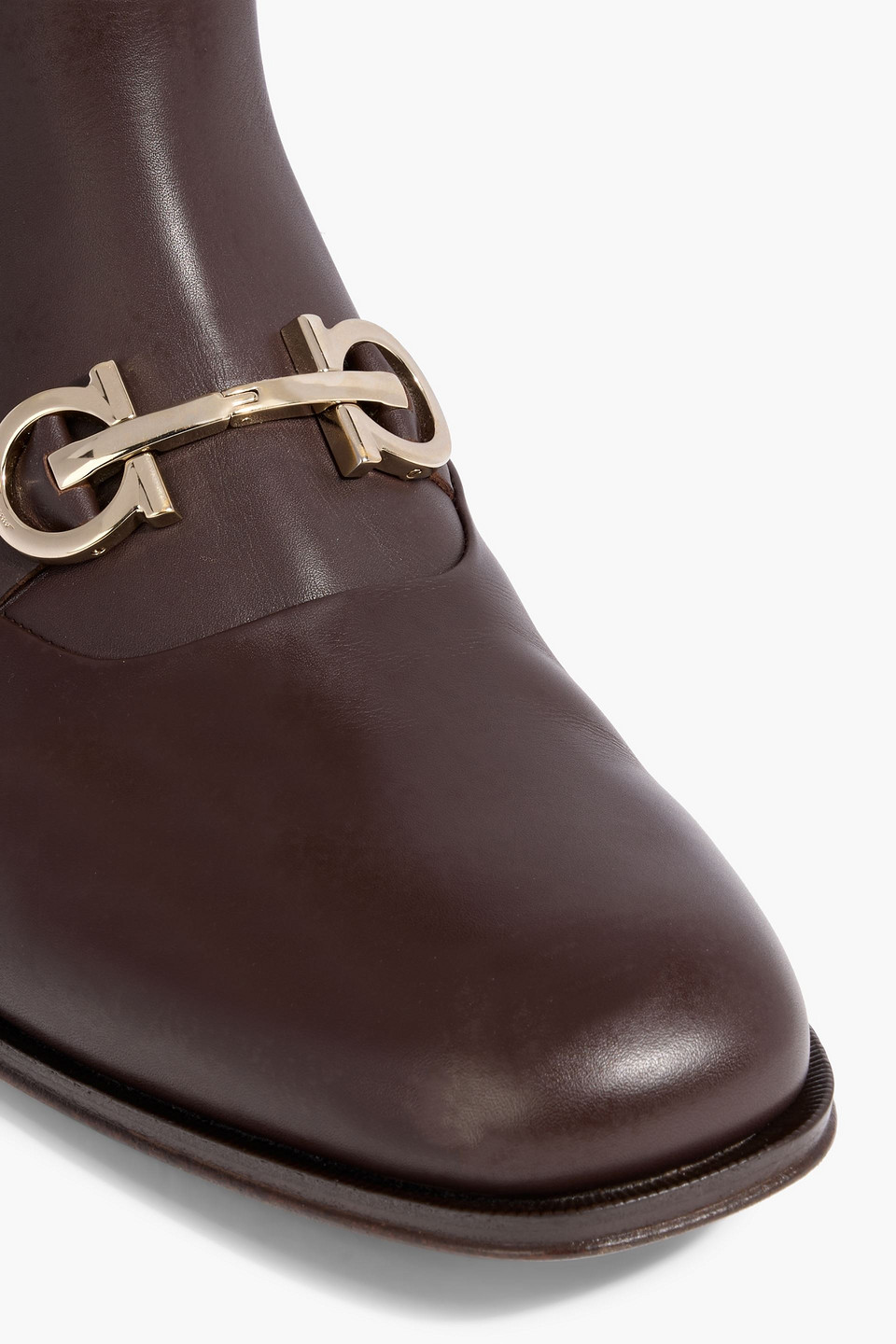 Ferragamo Geremia Gancini Leather Boots In Brown
